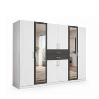 DREHTÜRENSCHRANK B270/H208/T58 cm, Weiß mit Absetzungen in Grafit, Kleiderschrank mit 2 Spiegeltüren & Schubkästen / 22594 - Silberfarben/Graphitfarben, Holzwerkstoff/Kunststoff (270/208/58cm) - luma-home
