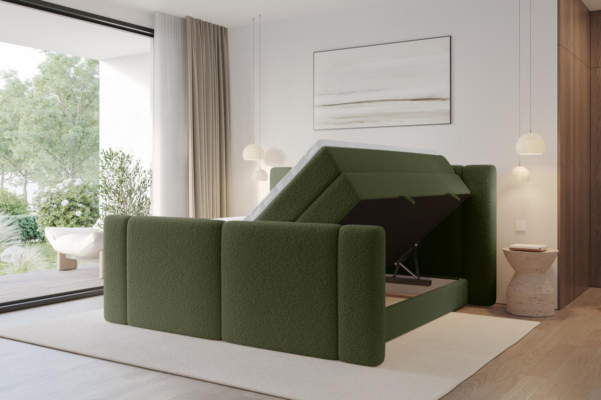 BOXSPRINGBETT mit Matratze H3/H4 - EVON KING Zanozek - 180x200 cm Grün - Jadegrün, Holzwerkstoff (180/200cm) - ALTDECOR