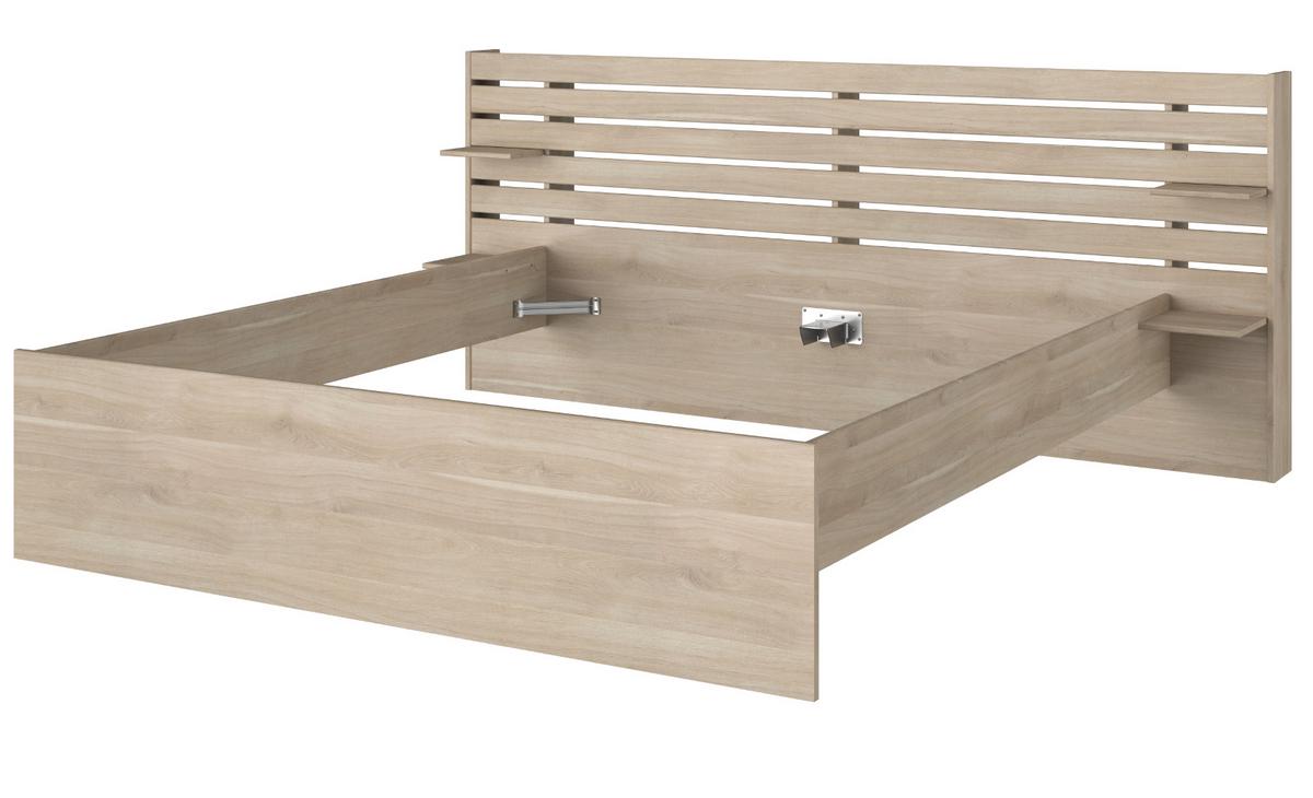 STAURAUMBETT Eiche japanisch, Bett Liegefläche 180 x 200 cm - Eichefarben, Holzwerkstoff/Metall (180/200cm) - Parisot Meuble