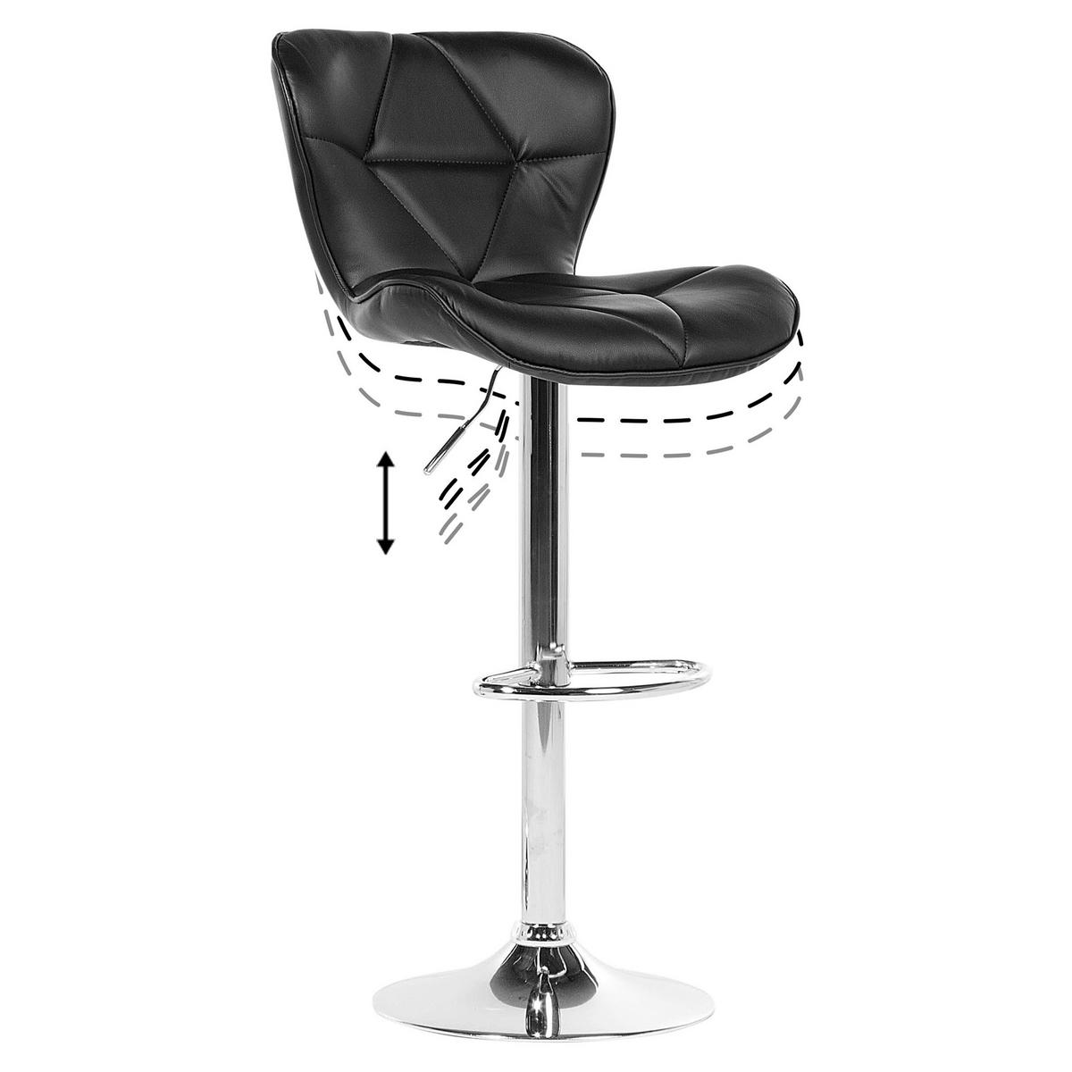BARHOCKER 2er-Set Kunstleder Schwarz Valetta - Schwarz, Textil/Metall (39/109/48cm) - Beliani