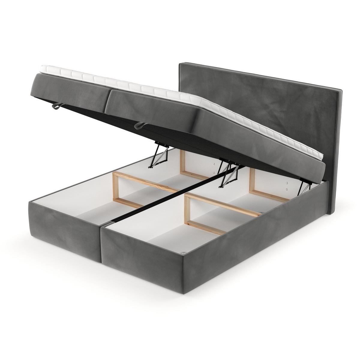 BOXBETT Velma 140/200 cm Grau im Kronos Stoff - Schwarz/Grau, Holz/Holzwerkstoff (140/200cm) - AltaBeds