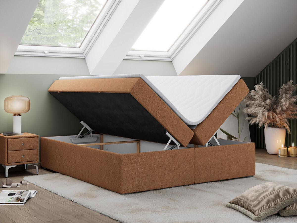 BOXBETT BESS 120/200 Orange Struktur - H3 - Orange, Holz/Textil (120/200cm) - MKS