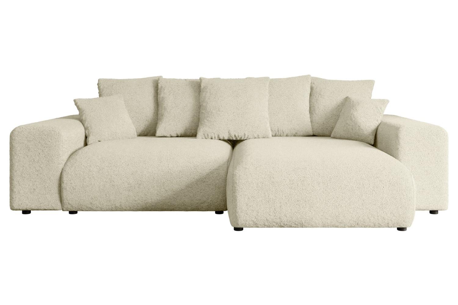 ECKSOFA Ottomane rechts ESKAR-L 266x176x72 Creme Bouclé - Creme/Haselnussfarben, Holzwerkstoff/Kunststoff (176/266cm) - ALTDECOR