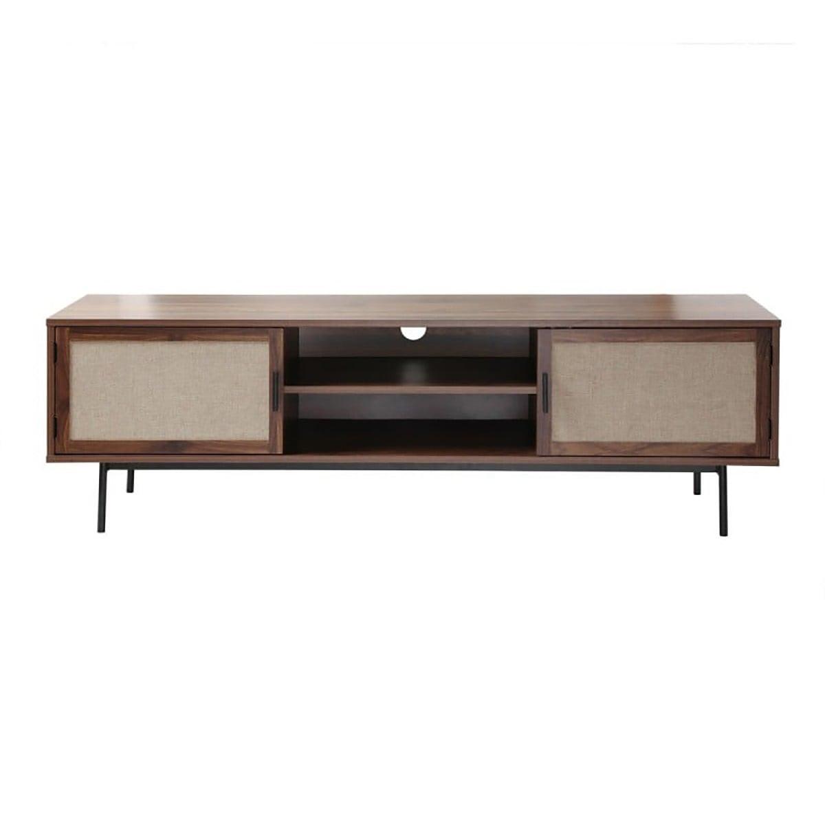 TV-MÖBEL in walnussdekor mit fronten aus stoff jetson 39,5/45/140 cm - Nussbaumfarben, Holzwerkstoff (39.5/45/47.5cm) - Calicosy
