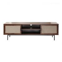 TV-MÖBEL in walnussdekor mit fronten aus stoff jetson 39,5/45/140 cm - Nussbaumfarben, Holzwerkstoff (39.5/45/47.5cm) - Calicosy