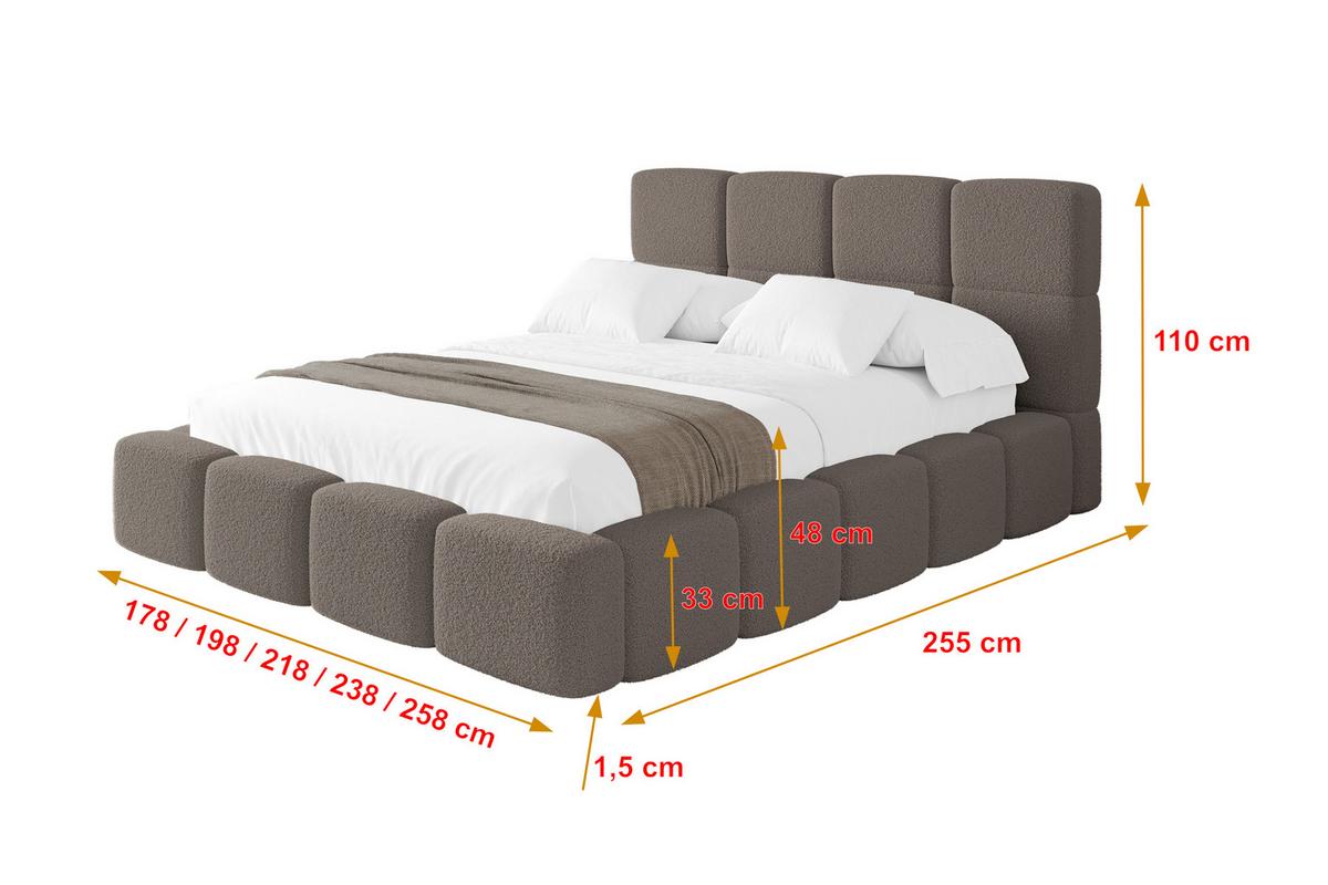 POLSTERBETT mit Bettkasten und Lattenrost mit Kopfteil, Boxbett ohne Matratze, mit Stauraum - NATA 140x200 Braun - Braun, Holzwerkstoff/Textil (140/200cm) - ALTDECOR