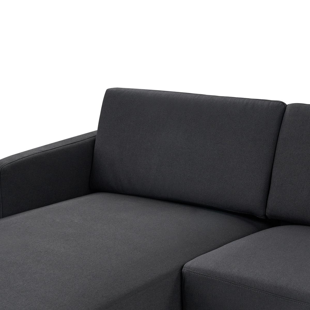 ECKSOFA 2-Sitzer Stoff Schwarz rechtsseitig Breda - Schwarz, Textil (192/155cm) - Beliani