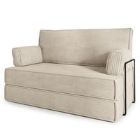 BETTSOFA LADIA aus Schaumstoff Kordstoff Creme Schlaffunktion - Creme, Textil (140/86/60cm) - MASSENO