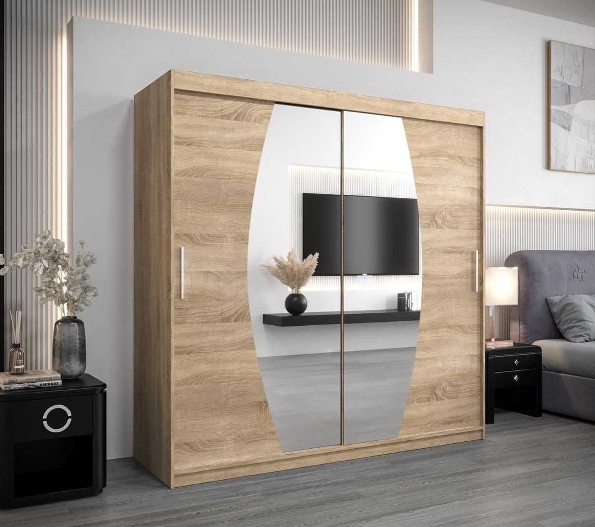 SCHWEBETÜRENSCHRANK 200/200/62 2-türig - Silberfarben/Sonoma Eiche, Holz/Kunststoff (200/200/62cm) - MÖBEL KRYSPOL