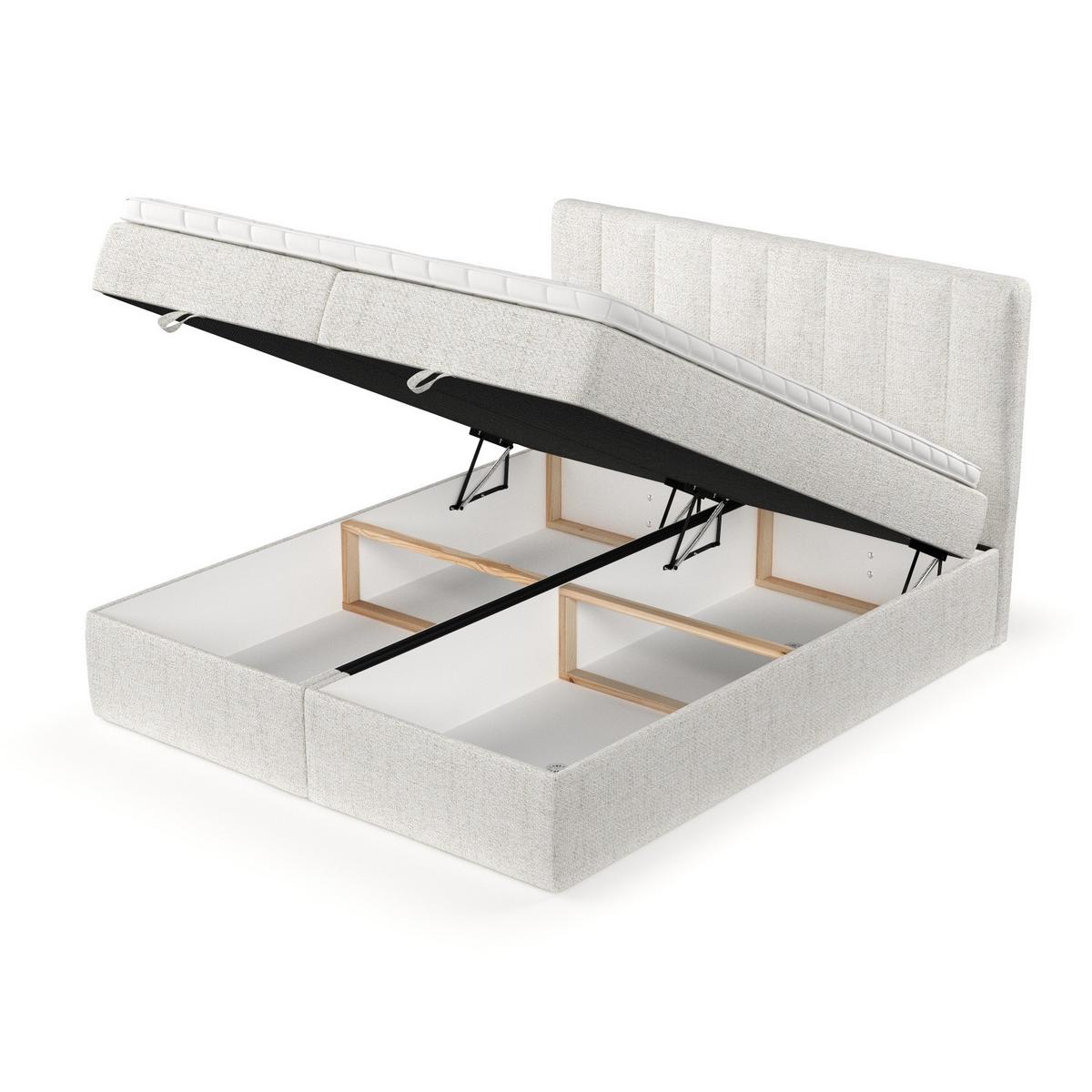 BOXBETT Lusso 180/200 cm Creme im Neve Stoff - Creme/Schwarz, Holz/Holzwerkstoff (180/200cm) - AltaBeds