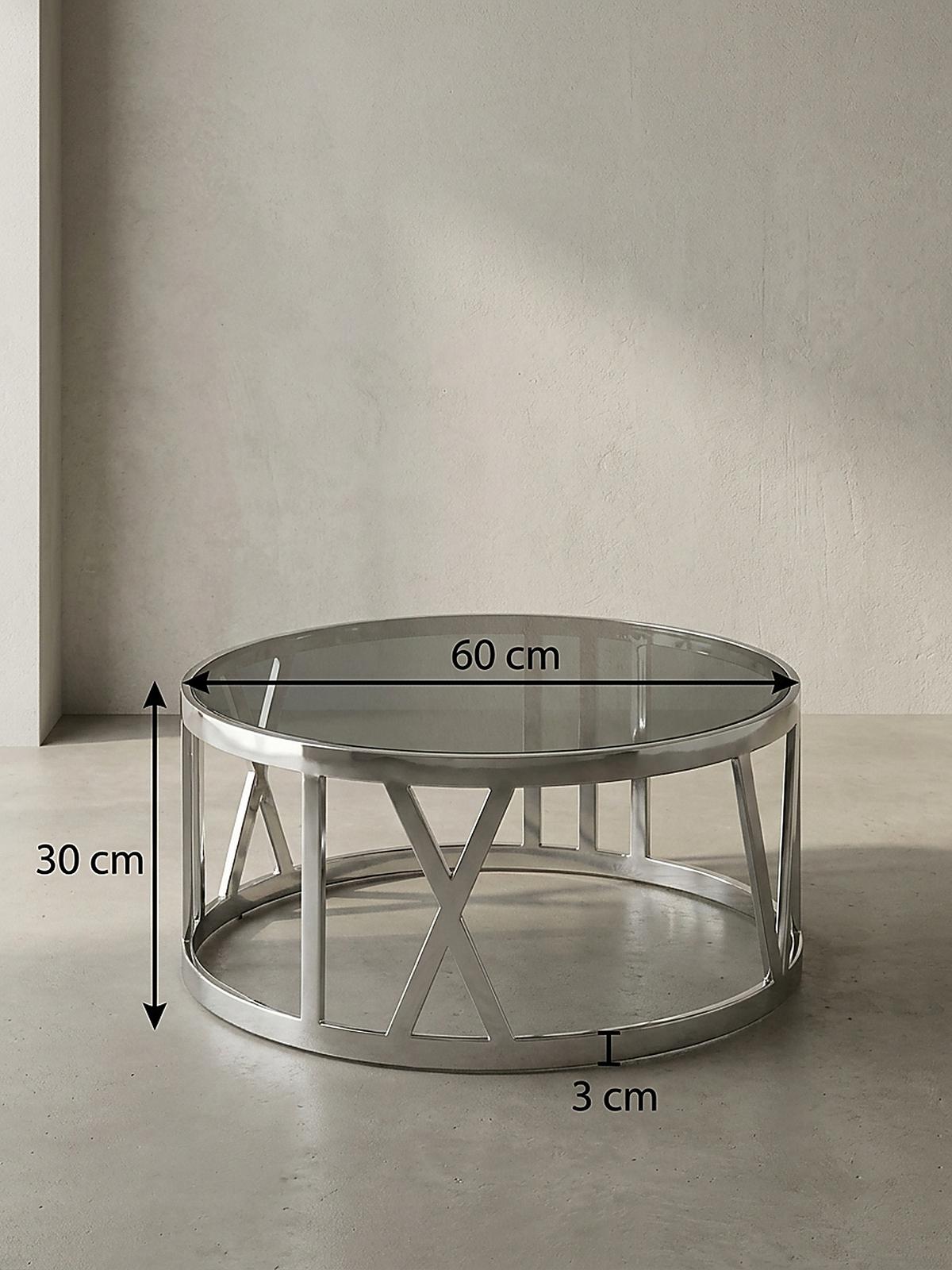 COUCHTISCH mit Glasplatte, Metallgestell, handgefertigt, Belastbarkeit 20 kg, Silber 60x60x30 cm - Silberfarben, Glas/Metall (60/60/30cm) - KADIMA DESIGN
