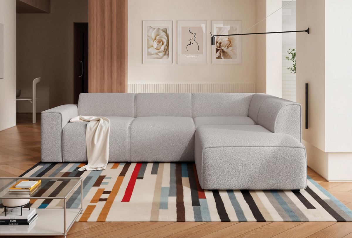 ECKSOFA ZAVO Rechts Feiner Mischstoff in Grau - Grau, Kunststoff/Textil (310/218cm) - Idohome