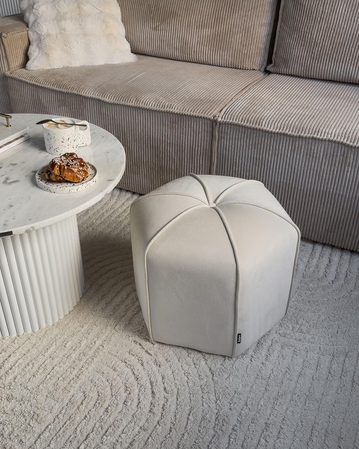POUF Hellbeige Wishek - Beige, Textil (45/42/45cm) - Beliani