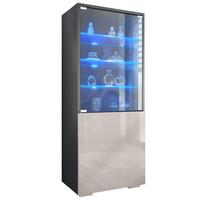 VITRINE Granada Sandgrau Hochglanz - Sandfarben, Holzwerkstoff (50/122.5/34.5cm) - Vladon