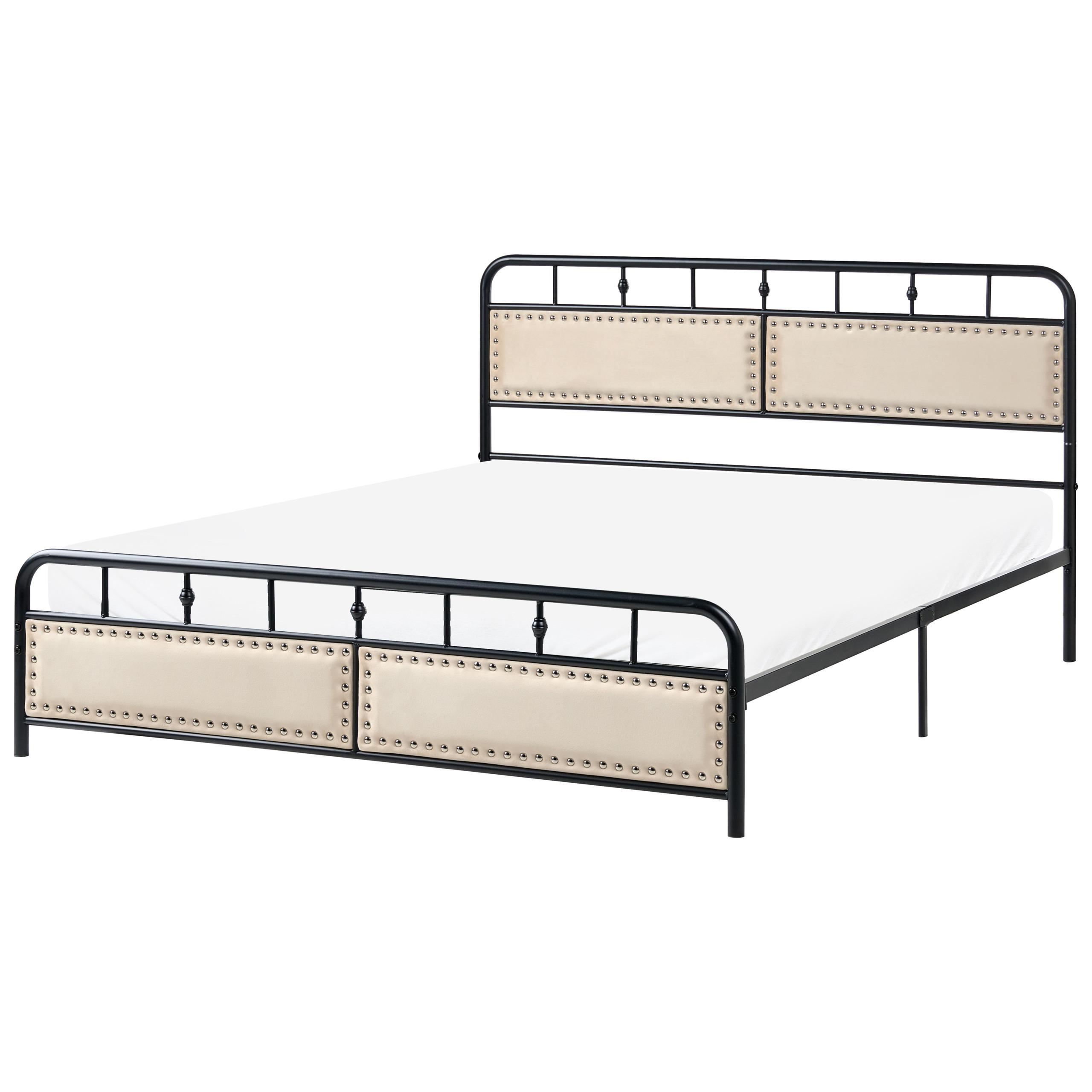 BETT mit Lattenrost 160/200 cm Eisen Schwarz Breuillet - Schwarz, Metall (160/200cm) - Beliani