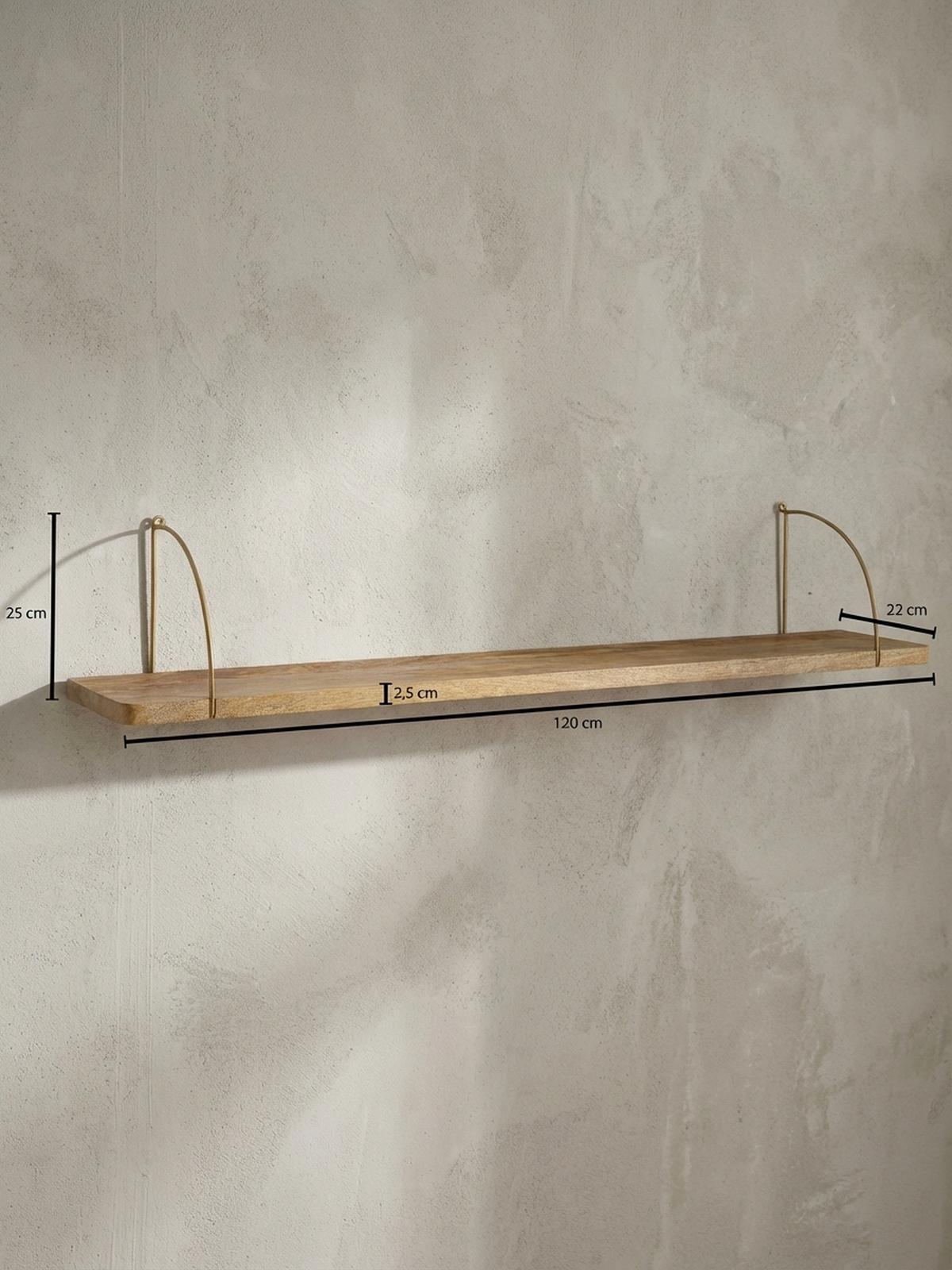 WANDREGAL TEVERE Mango Massivholz Eisen Industrial, Beige 120x22x25 cm - Beige, Holz/Metall (120/25/22cm) - KADIMA DESIGN
