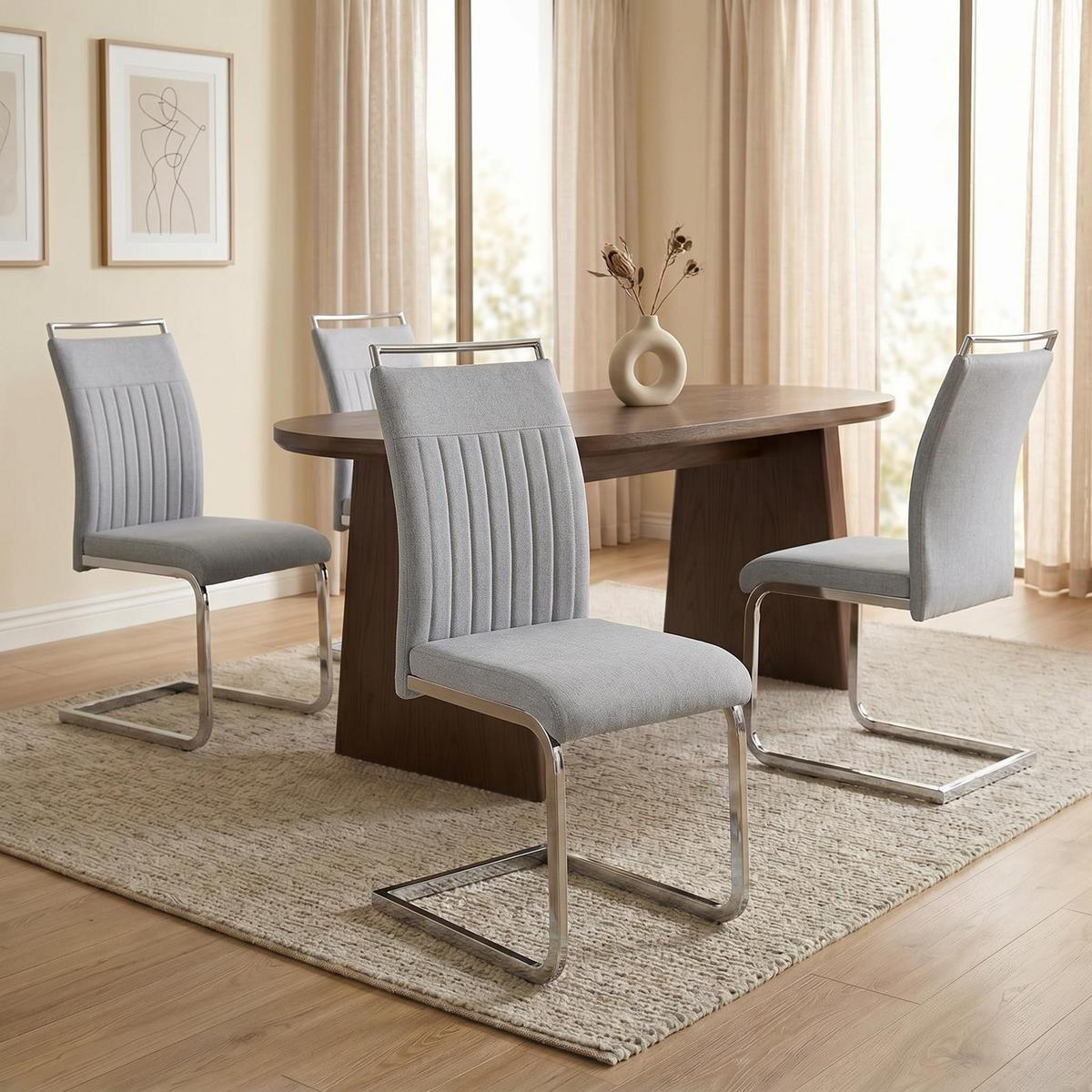 ESSZIMMERSTUHL ERICA 4er-Set hellgrau - Hellgrau, Textil (42/101/58cm) - CARO-Möbel