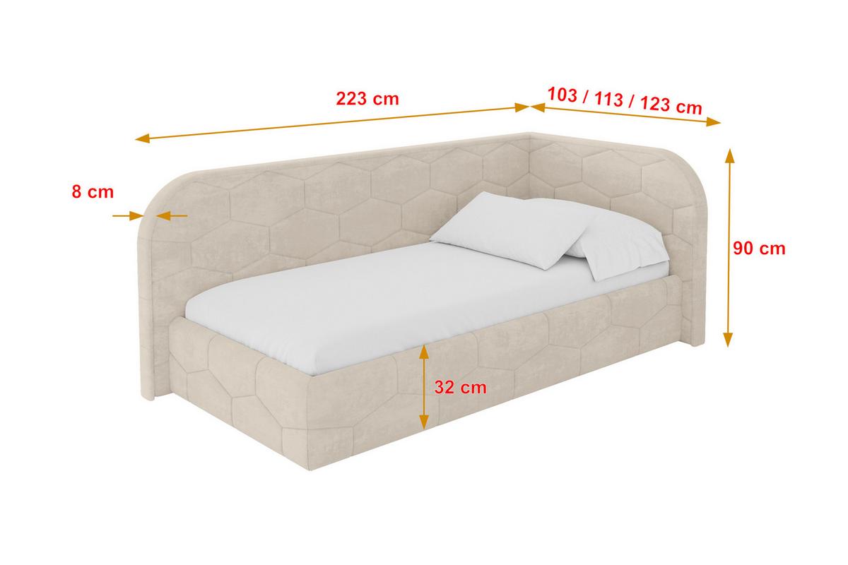 EINZELLBETT Jugendbett mit Bettkasten und Matratze H3/H4, Links - JAXY 100x200 Beige - Beige, Holzwerkstoff/Textil (100/200cm) - ALTDECOR