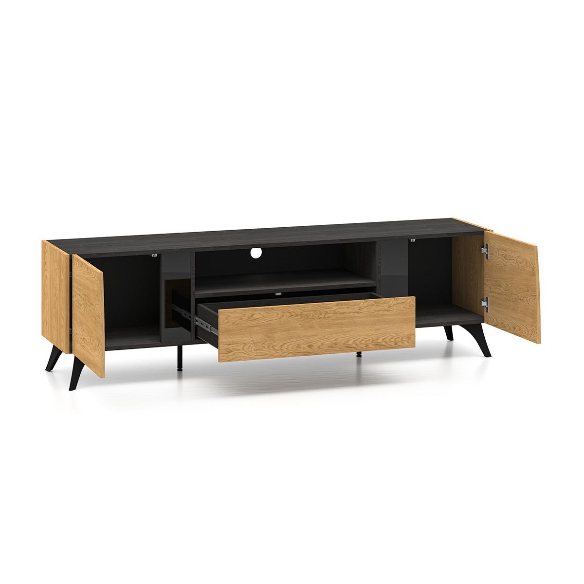 TV-MÖBEL Soah Holz und Schwarz - Schwarz, Holzwerkstoff (180/52/40cm) - Petits-meubles