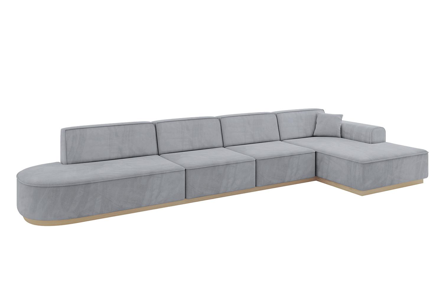 ECKSOFA Ottomane Rechts IREA-L3 - 412x165x80 cm Grau - Titanfarben, Holzwerkstoff/Textil (412/165cm) - ALTDECOR