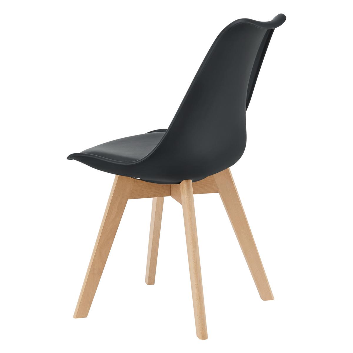 ESSZIMMERSTUHL-SET 4 TLG. Fläten - Schwarz, Leder (49/81/57cm) - [en.casa]