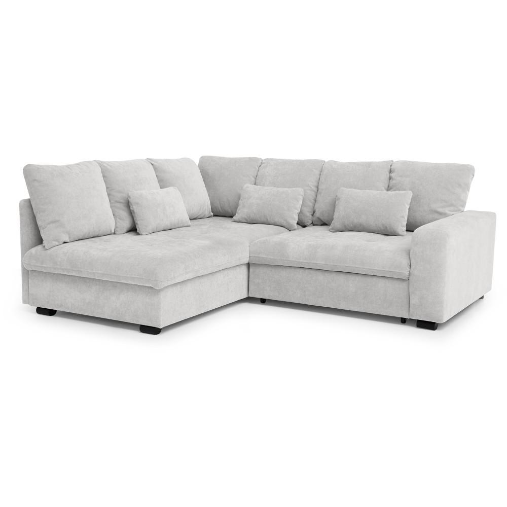 ECKSCHLAFSOFA Ramo mit Bettkasten, Topper gratis, Beige, links - Beige/Schwarz, Textil (190/229cm) - Beautysofa