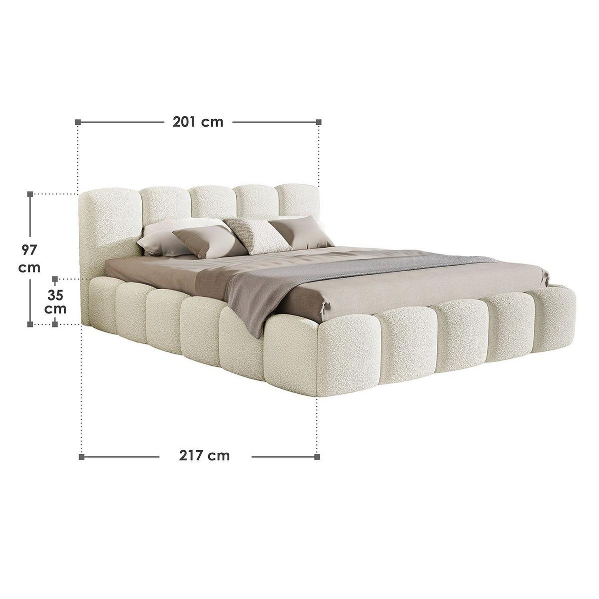 POLSTERBETT Catania 180x200 cm Creme Bouclé - Creme, Textil (180/200cm) - Juskys