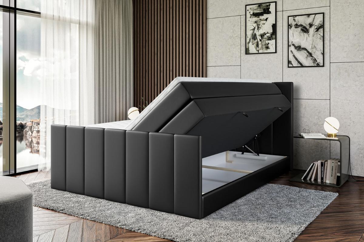 BOXSPRINGBETT MOETI-Z KING - 140x200 - H3/H4 - Schwarz Hochglanz - Schwarz Hochglanz, Holzwerkstoff (140/200cm) - ALTDECOR