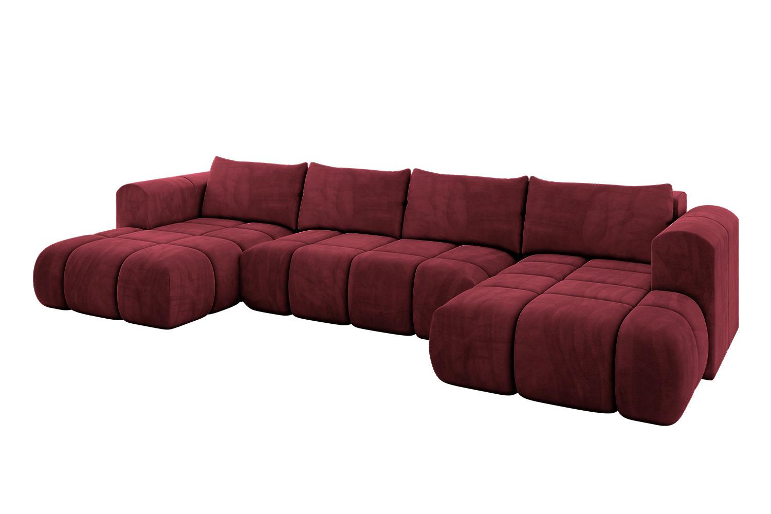 WOHNLANDSCHAFT CLOUD-U 405x185x90 Bordeaux Velours - Bordeaux, Holzwerkstoff/Kunststoff (405/90/185cm) - ALTDECOR