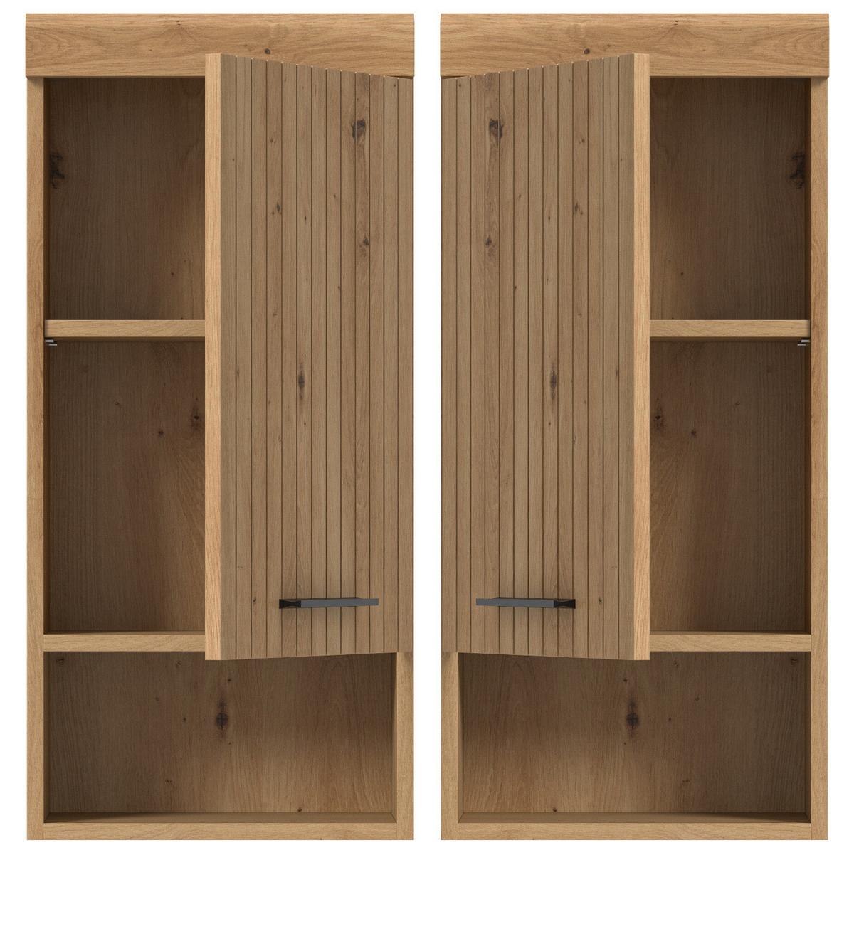 HÄNGESCHRANK Eiche Artisan 37 x 79 cm, Badschrank hängend 1-türig - Schwarz/Eiche Artisan, Holzwerkstoff/Kunststoff (37/79/24cm) - Inn.Furn