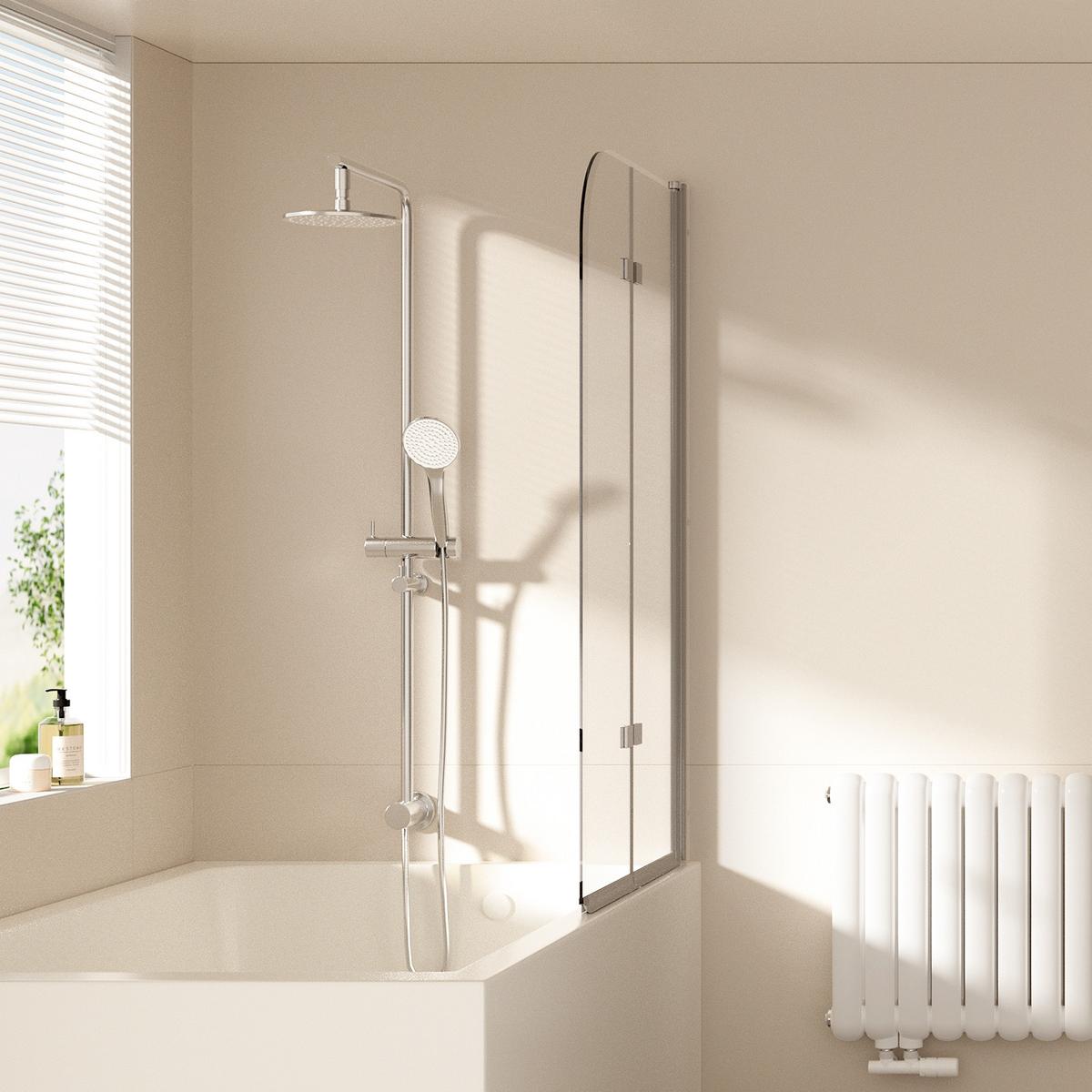 BADEWANNENAUFSATZ 2-teilig faltbar 100/140 cm - Transparent, Glas (100/140cm) - EMKE
