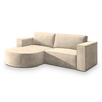 ECKSOFA SORELA M L-S Creme Velours-Stoff mit Schlaffunktion - Creme, Holz (263/174cm) - MASSENO