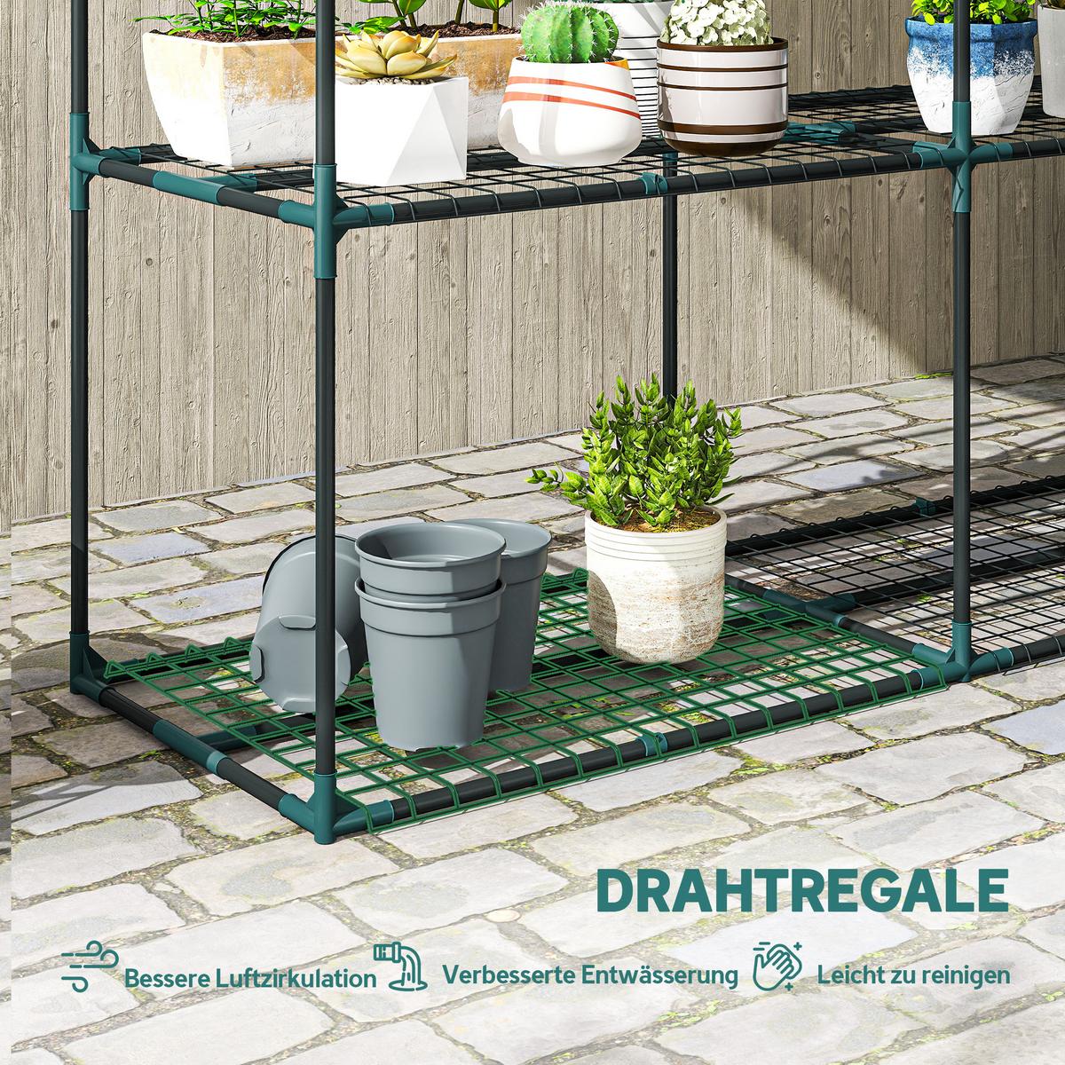 PFLANZENSTÄNDER Stahl Kunststoff Dunkelgrün - Dunkelgrün, Metall (48/100/143cm) - Outsunny
