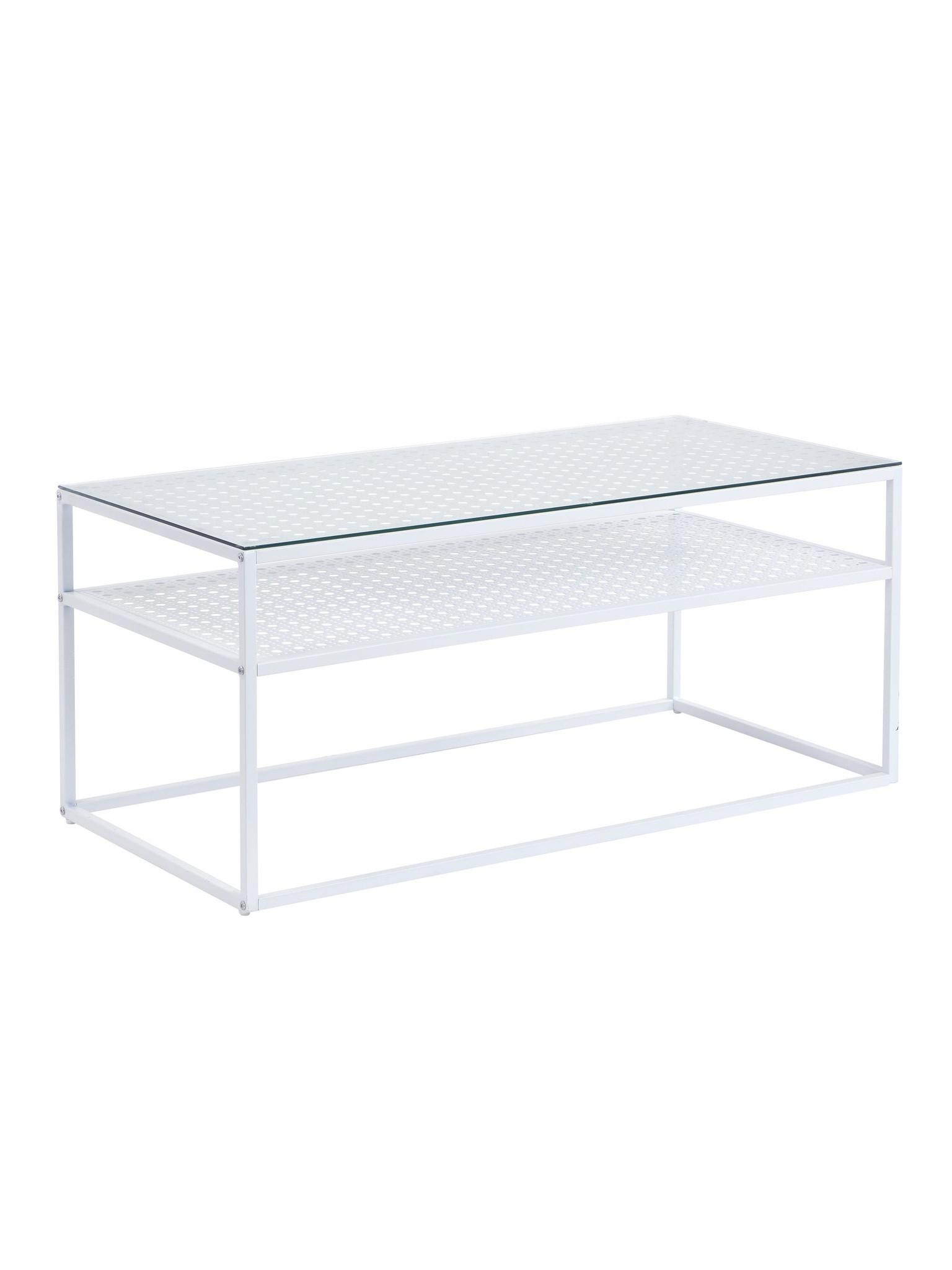 COUCHTISCH ALCUDIA, Einscheibensicherheitsglas, Weiß, 100 x 50 x 45 cm - Weiß, Glas/Metall (50/100/45cm) - KADIMA DESIGN