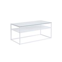 COUCHTISCH ALCUDIA, Einscheibensicherheitsglas, Weiß, 100 x 50 x 45 cm - Weiß, Glas/Metall (50/100/45cm) - KADIMA DESIGN