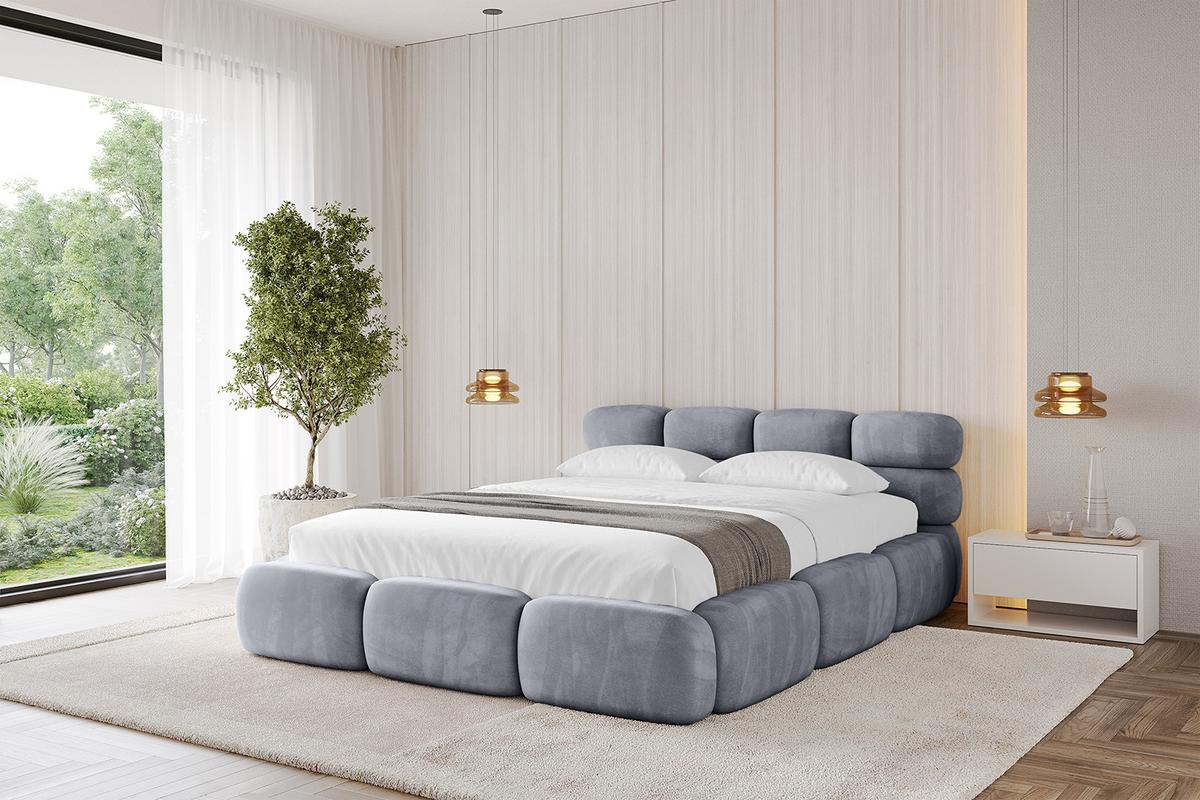POLSTERBETT mit Bettkasten und Lattenrost, Boxbett ohne Matratze - NOMA 140x200 Grau - Grau, Holzwerkstoff/Textil (140/200cm) - ALTDECOR
