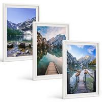 BILDER SET 3er Set - 40x60 cm Weißer Rahmen - Berge, Seen, Holzstege - Weiß, Kunststoff (40/60cm) - TULUP
