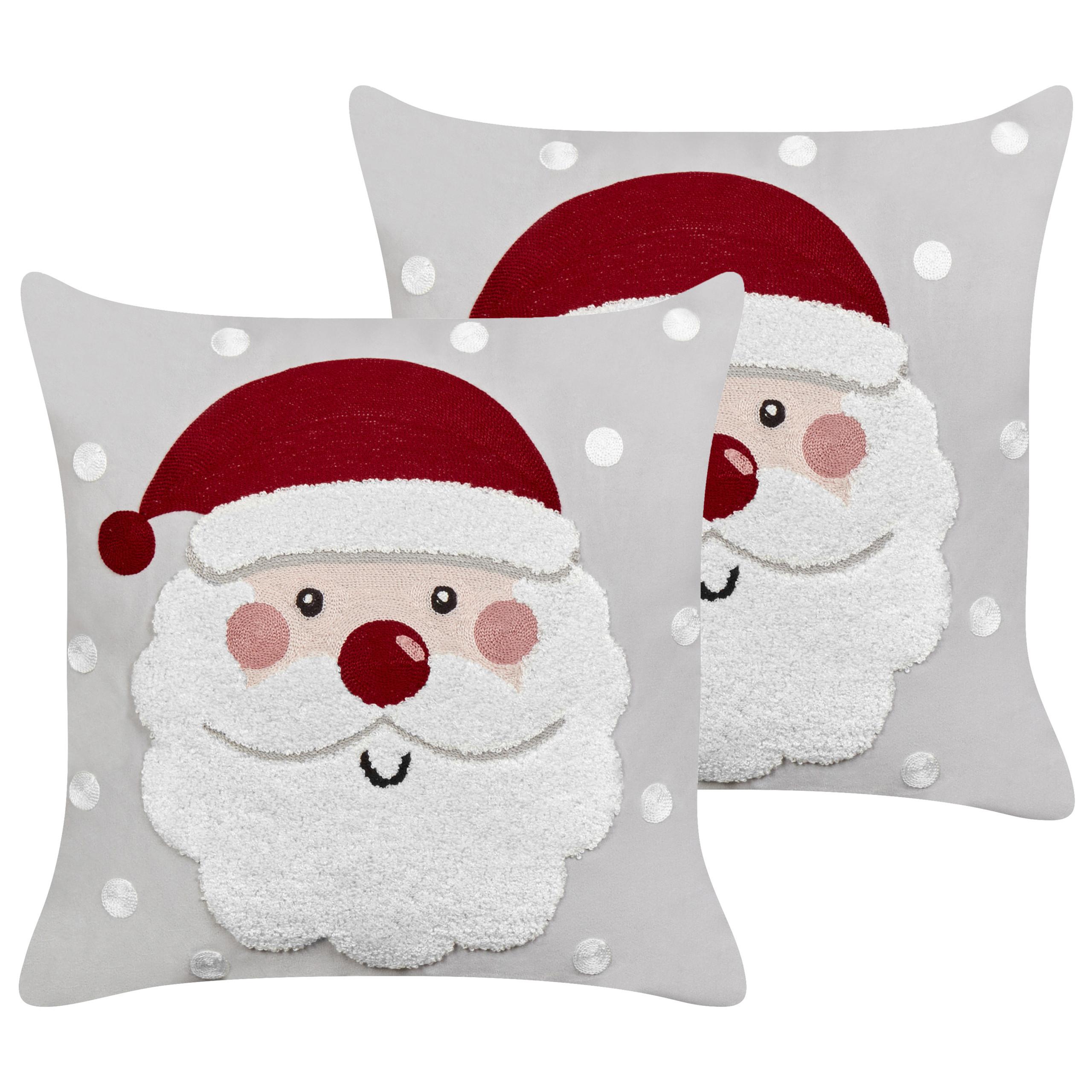 DEKOKISSEN 2er-Set Grau 45/45 cm Sweetener - Rot/Weiß, Textil (45/45cm) - Beliani