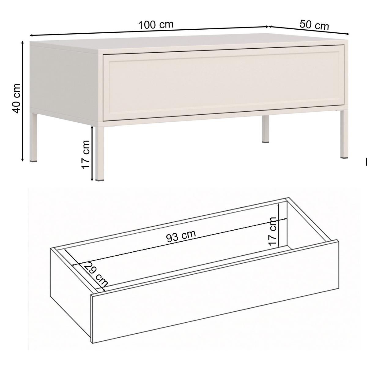 COUCHTISCH Vilavio kaschmir 100/50 cm - Taupe, Holzwerkstoff/Metall (50/100/40cm) - Selsey