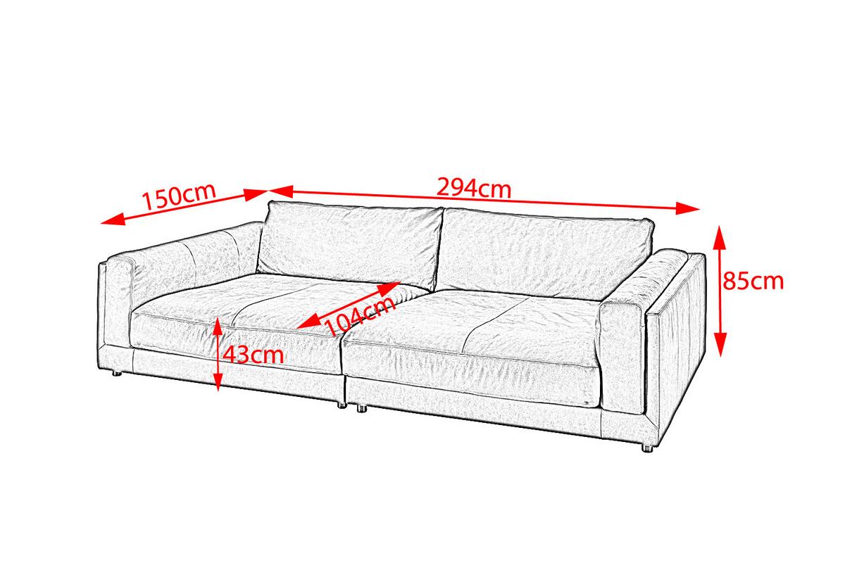 BIG SOFA RAINA Grün Leder - Schwarz/Olivgrün, Leder/Kunststoff (254/85/150cm) - KAWOLA