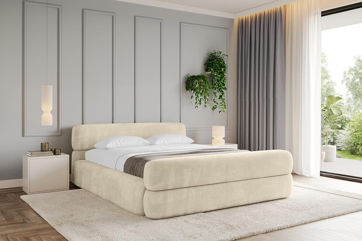 POLSTERBETT mit Bettkasten, Fußteil und Lattenrost, Boxbett mit Matratze H3/H4 - ENORA-Z-V1 180x200 Beige - Ecru, Holzwerkstoff/Textil (180/200cm) - ALTDECOR