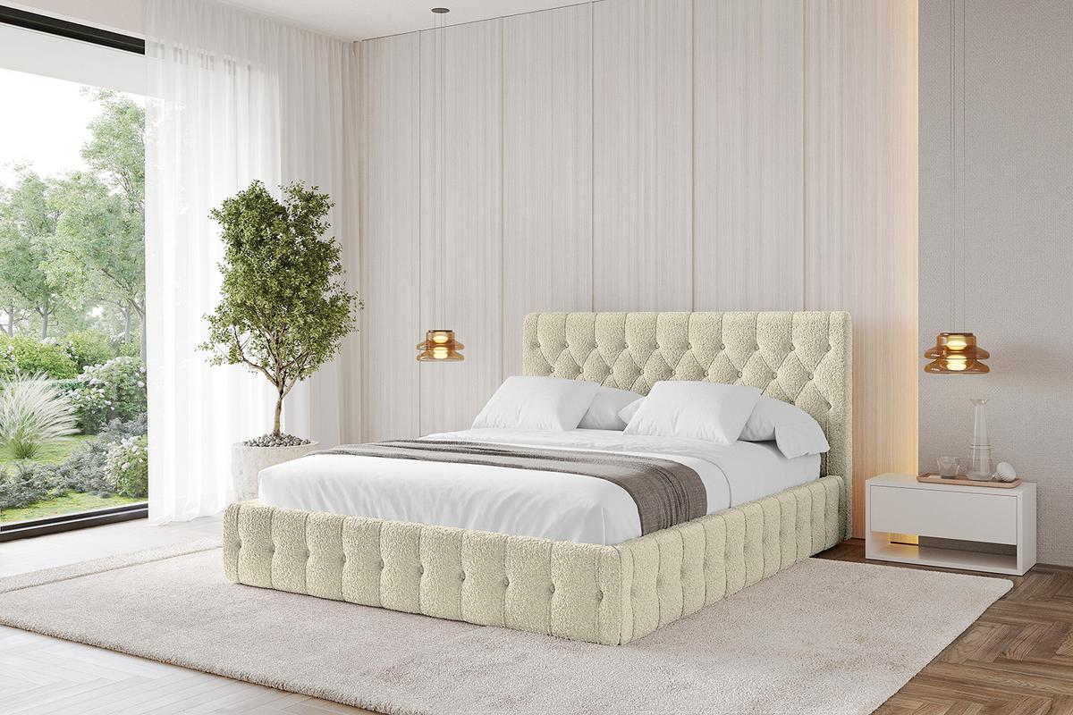 POLSTERBETT mit Bettkasten und Lattenrost, Bett mit Matratze H3/H4 - LARO 180x200 Beige - Taupe, Holzwerkstoff/Textil (180/200cm) - ALTDECOR