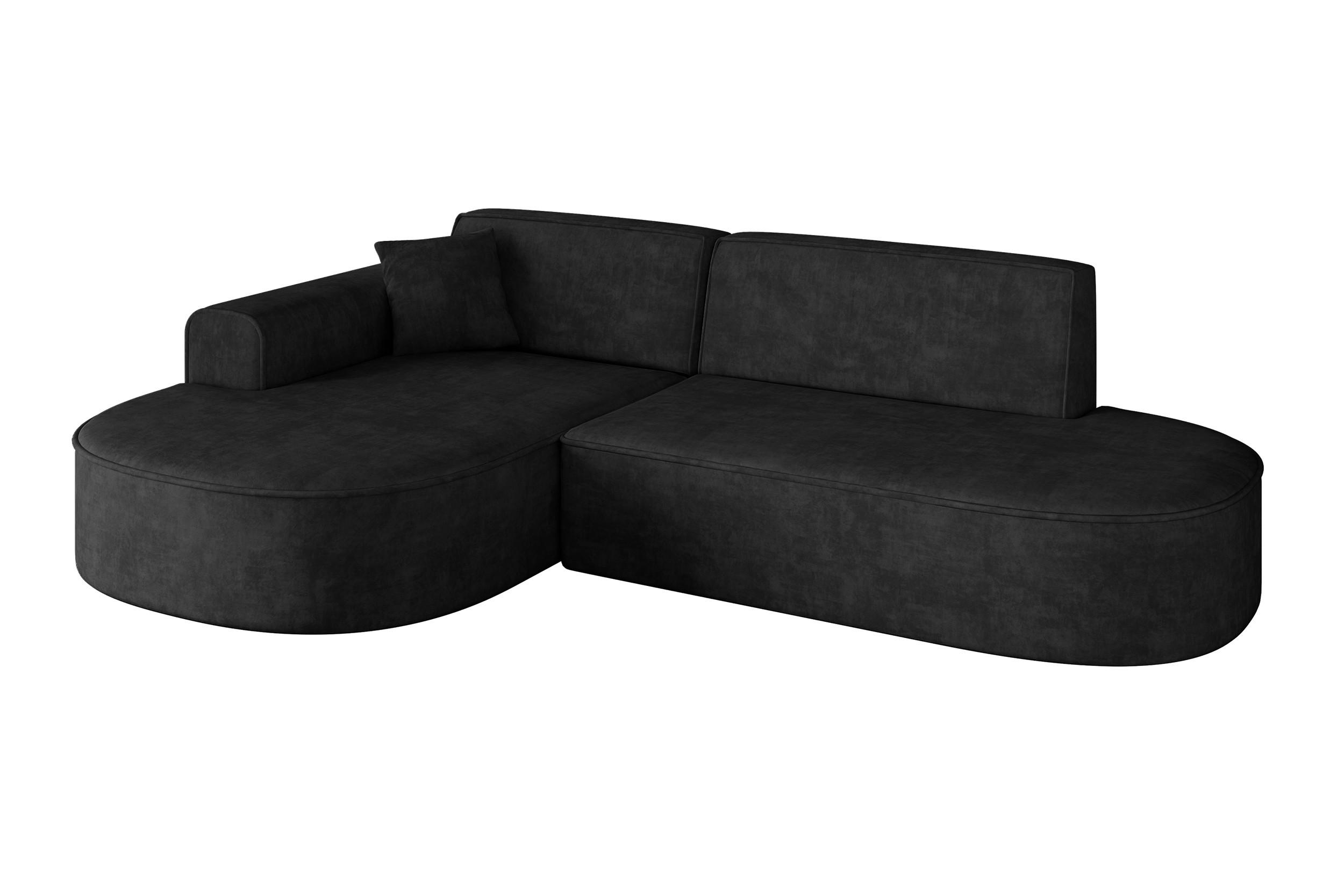 ECKSOFA Ottomane Links MARI-L1 - 243x171x79 cm Schwarz Velours - Schwarz, Holzwerkstoff/Kunststoff (243/171cm) - ALTDECOR