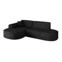 ECKSOFA Ottomane Links MARI-L1 - 243x171x79 cm Schwarz Velours - Schwarz, Holzwerkstoff/Kunststoff (243/171cm) - ALTDECOR