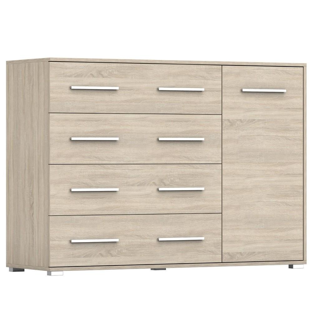 KOMMODE Frida 02 Sonoma/Sonoma 1D4S 135 cm - Alufarben/Sonoma Eiche, Holzwerkstoff/Kunststoff (135/95/45cm) - imoebel24
