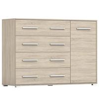 KOMMODE Frida 02 Sonoma/Sonoma 1D4S 135 cm - Alufarben/Sonoma Eiche, Holzwerkstoff/Kunststoff (135/95/45cm) - imoebel24