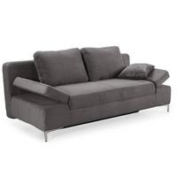 SCHLAFSOFA mit Bettkasten, Federkern, Armlehnen verstellbar B202/T103/H89 cm, Liegefläche 144x198 cm, Cord Dunkelgrau / 15204 - Chromfarben/Dunkelgrau, Textil/Metall (202/89/103cm) - luma-home
