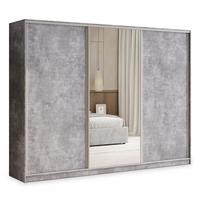SCHWEBETÜRENSCHRANK TARI 250/205/58 cm 3-türig mit Spiegel und Schubladen Titanfarben - Titanfarben/Silberfarben, Holzwerkstoff (250/205/58cm) - MASSENO