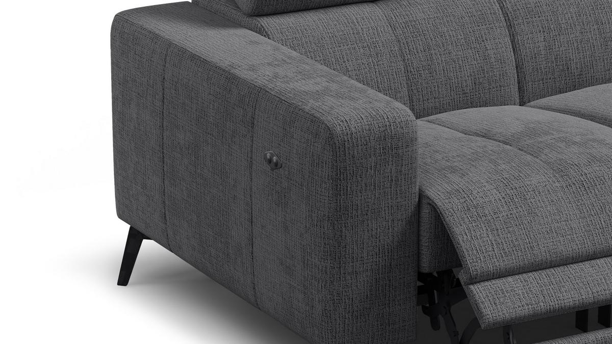 RELAXSOFA MORELLO 2-Sitzer, dunkelgrau, 2 x Relax Zero Gravity - Dunkelgrau, Holz/Textil (164/82/103cm) - Wozimo