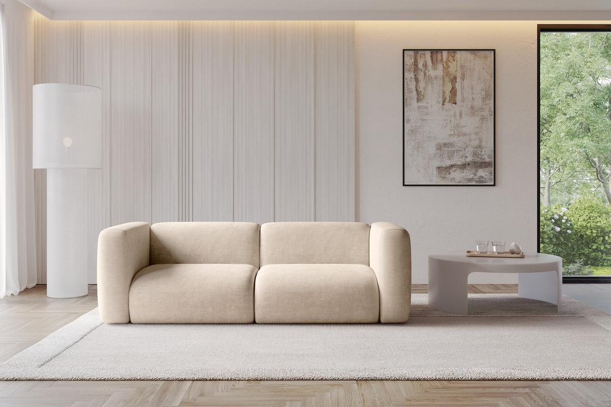 MODULARES Sofa 2-SITZER MIRA-S1 228x89x70 Beige cm Velours - Greige/Beige, Holzwerkstoff/Kunststoff (228/70/89cm) - ALTDECOR